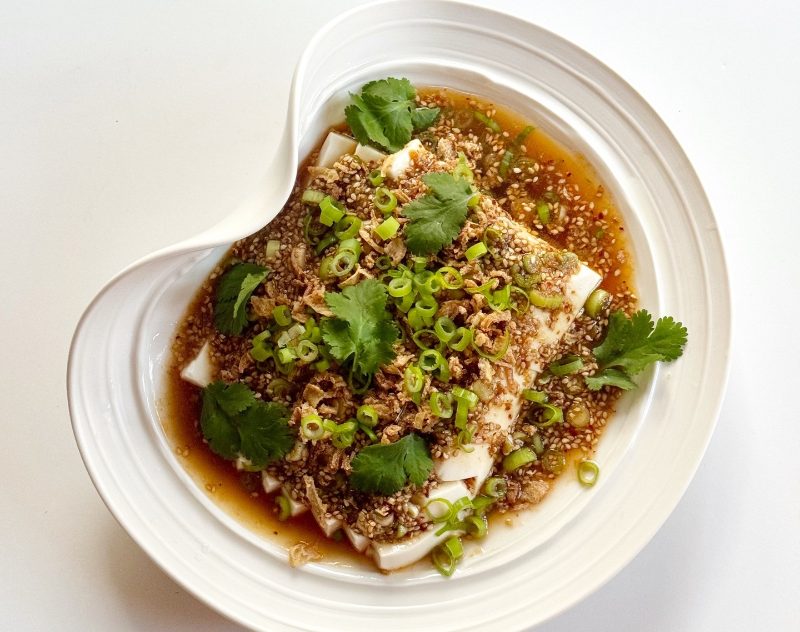 Chilled tofu with spiced sesame dressing